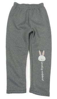 Šedé melírované zateplené legíny s králíkem