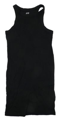 Čierne rebrované elastické šaty H&M