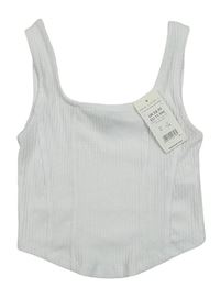 Nové - Bílý žebrovaný crop top New Look
