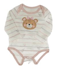 Bílo-růžovo-lila pruhované body s medvěďom