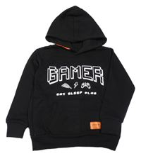 Čierna mikina s nápisom s obrázkami a kapucňou