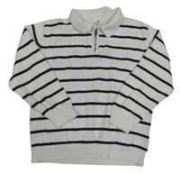 Bielo-čierny pruhovaný polo sveter H&M
