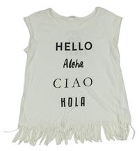 Smetanové tričko s nápisy a třásněmi H&M