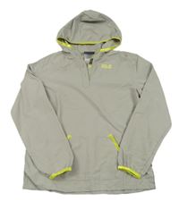 Šedá lehká funkční bunda s logem a kapucí Jack Wolfskin
