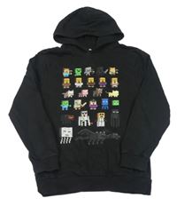 Černá mikina s Minecraft a kapucí 
