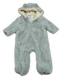 Svetlomodrá kožušinová podšitá vesta s kapucňou F&F