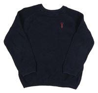 Tmavomodrý sveter s výšivkou Next