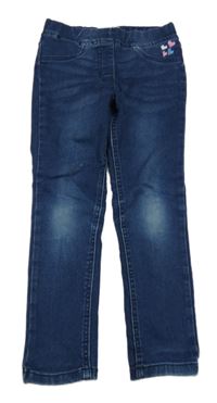 Tmavomodré džegíny s výšivkou 