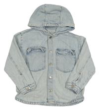 Světlemodrá melírovaná riflová bunda s kapucí Zara