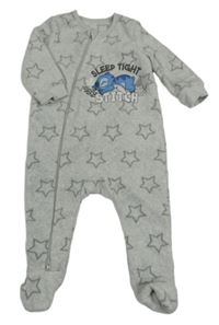 Šedý fleecový overal s hvězdičkami a Stitchem George