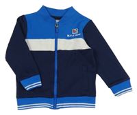 Tmavomodro-modrá prepínaci mikina s bielým pruhom F&F