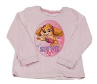 Světlerůžové sametové pyžamové triko se Skye 