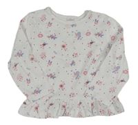 Biele kvetované tričko s volánikom Dopodopo