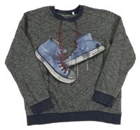 Tmavosivá melírovaná mikina s topánkami C&A