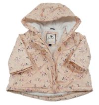 Svetloružová šušťáková jarná kvetovaná bunda s kapucňou C&A