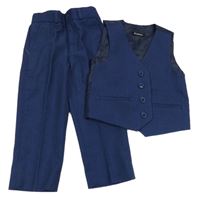 2 set - tmavomodrá společenská vesta + kalhoty 