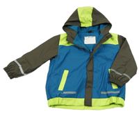 Modro-hnědo-zelená nepromokavá jarní bunda s kapucí x-mail