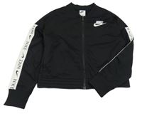 Černá crop sportovní propínací mikina s logem Nike