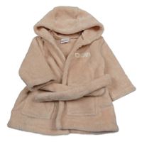 Světlerůžový chlupatý župan s logem a kapucí DKNY