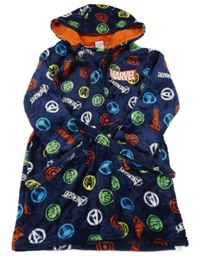 Tmavomodro-barevný chlupatý župan s Avengers Marvel