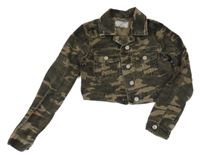 Tmavozelená army crop riflová bunda New Look