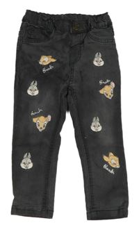 Tmavosivé skinny rifle s Bambim Disney