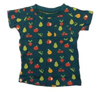 Tmavozelené tričko s ovociem a zeleninou