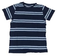 Tmavomodro-modrošedo-biele pruhované tričko Primark