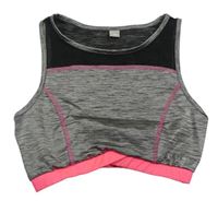 Sivo-ružový melírovaný športový crop top Tu
