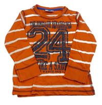Oranžovo-bílé pruhované triko s číslem Topolino