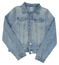 Svetlomodrá rifľová crop bunda H&M