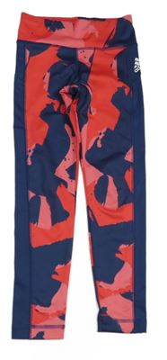 Tmavomodro-červeno-ružové vzorované športové legíny s logom zn. Adidas