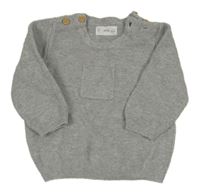 Sivý sveter s vreckom Mango