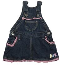 Tmavomodré na traké rifle s volánikmi a vtáčky Impidimpi