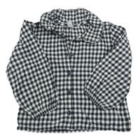 Tmavomodro-biela kockovaná blúzka s golierikom Tu