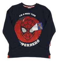 Nové - Tmavomodré triko se Spidermanem z flitrů Marvel