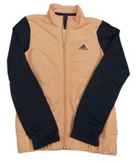 Broskvovo-tmavomodrá propínací sportovní mikina s logem Adidas