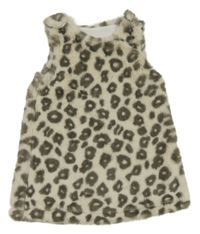 Smetanovo-hnedé kožušinové šaty s leopardím vzorom Nutmeg