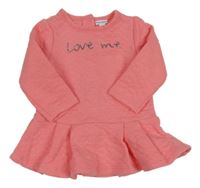 Ružová šatová prešívaná šatová mikina s nápisom