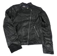 Černý koženkový crop křivák