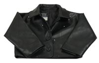 Černá koženková crop bunda s kamínky Primark