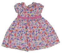 Bílo-růžovo-fialové květované šaty s páskem Jojo Maman Bébé