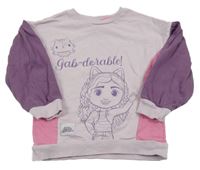 Lila-růžová mikina - Gábinin kouzelný domek