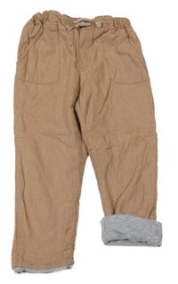 Béžové plátenné podšité nohavice H&M