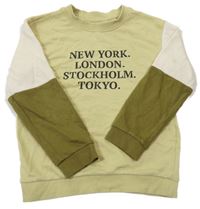 Zeleno-biela mikina s nápismi H&M