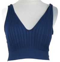 Dámsky tmavomodrý vzorovaný športový crop top