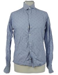 Dámská modro-bílá proužkovaná halenka s puntíky 