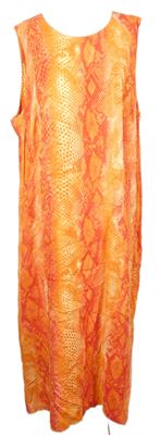 Dámské oranžovo-červené vzorované midi šaty vel. 54