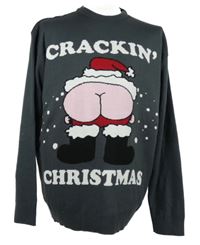 Pánský tmavošedý svetr s obrázkem Boohoo 