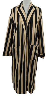 Dámsky béžovo-čierny pruhovaný sakový kabát New Look